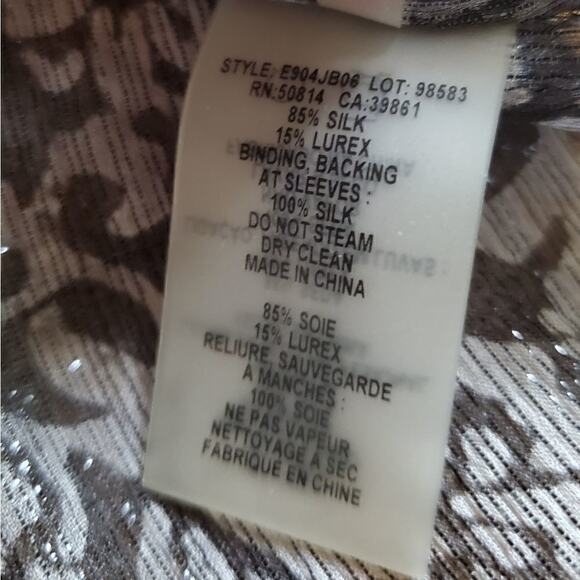 Elie Tahari Sheer Silk Peasant Tassel Blouse - Picture 5 of 8